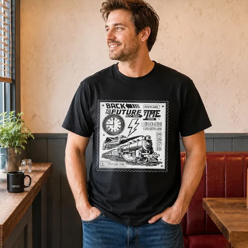 Back To The Future T‑Shirt Biff's Automotive Detailing Print Tees 0814 Hill Valley DeLorean 88MPH Time Machine Short Sleeve Tops