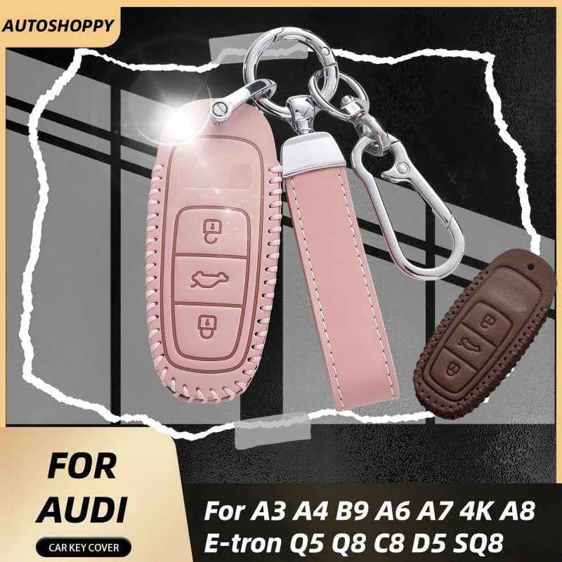 For Audi Q8 RSQ8 A6 C8 S6 RS6 A7 S7 RS7 A3 8Y A8 D5 4N RS E-tron GT Q4 Q7 4M Leather Car Remote Key Case Cover Fob Shell