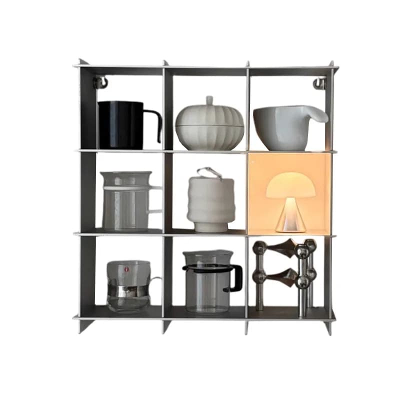 Stainless steel desktop storage rack Jiugongge blind box display cup holder open cosmetics perfume storage rack