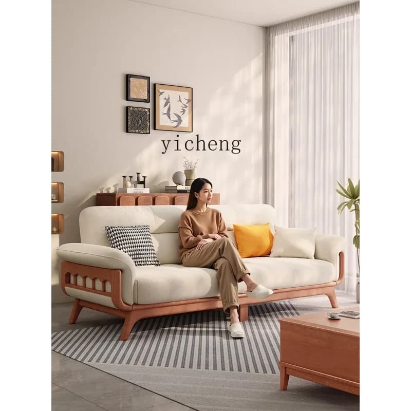 Sa-27 Walnut Solid Wood Cloud Sofa Natural Wood Furniture