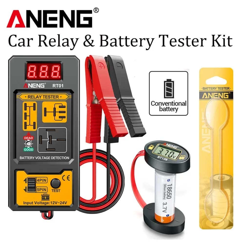 Digital Car Battery Relay 11-25V Detector Universal Kit ANENG RT01+BT138 Battery Level Tester Portable Multi-functional Tools