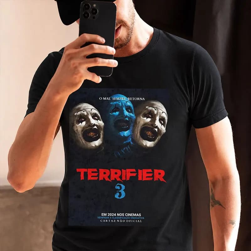 Retro Horror Movie Terrifier Art The Clown Killer Scary Halloween Gift T Shirt 0912 Short Sleeve Graphic clothes All size tops