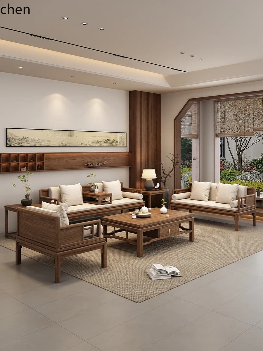 walnut all solid wood sofa living room villa furniture