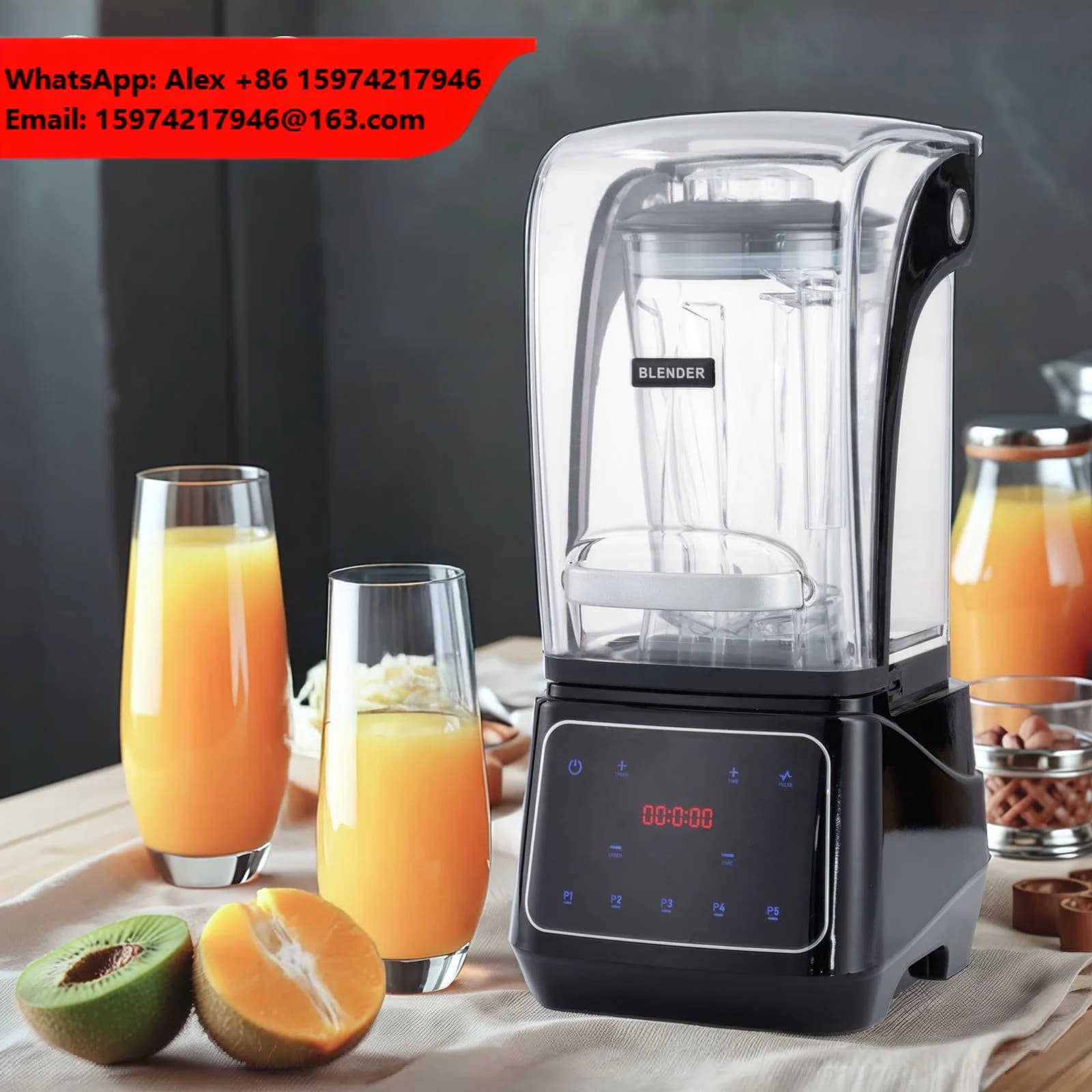 Commercial Blender 2200w With Sealed Sound Enclosure Industries Strongest Power Nsf