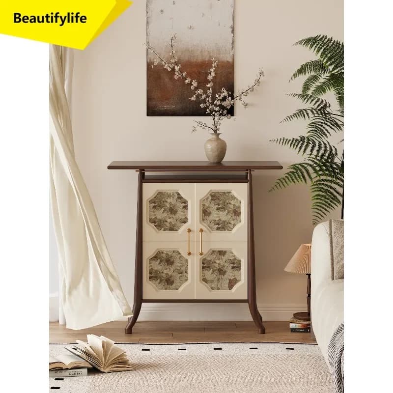 K185 Original Wood Style Song Dynasty Aesthetic Print Entrance Cabinet Entryway Storage Cabinet Textured Storage Cabinet