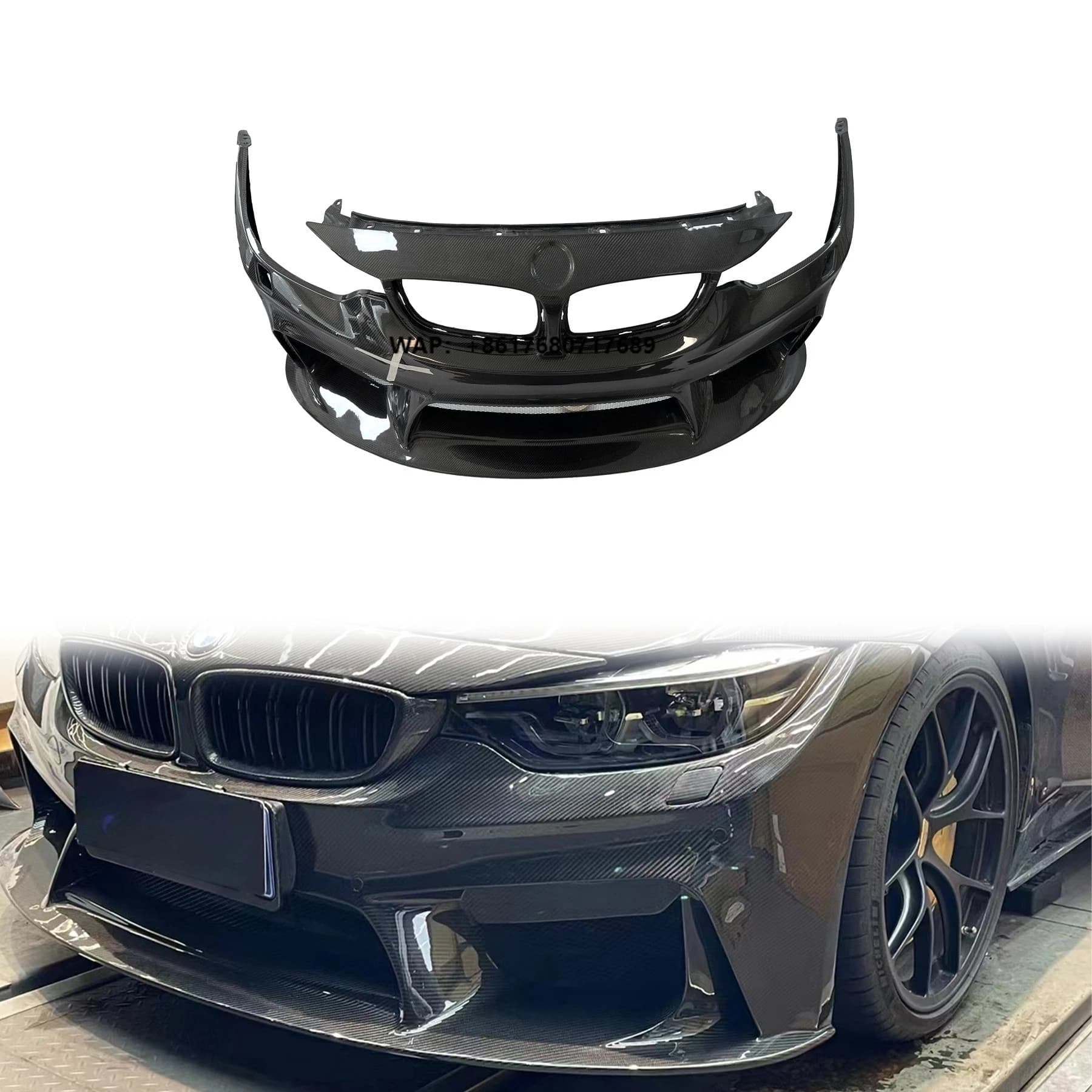 M3/M4 3D Style  Auto Parts Front Bumper Carbon Fiber Body Kit for  M3/M4 F80/F82 (Full Carbon Fiber)