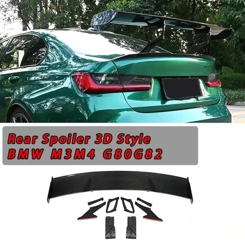 3D Style Rear Spoiler Dry Carbon Fiber Fixed Wing Spoiler Car Modification Decoration Automotive Spoiler for  M3 M4 G80 G82