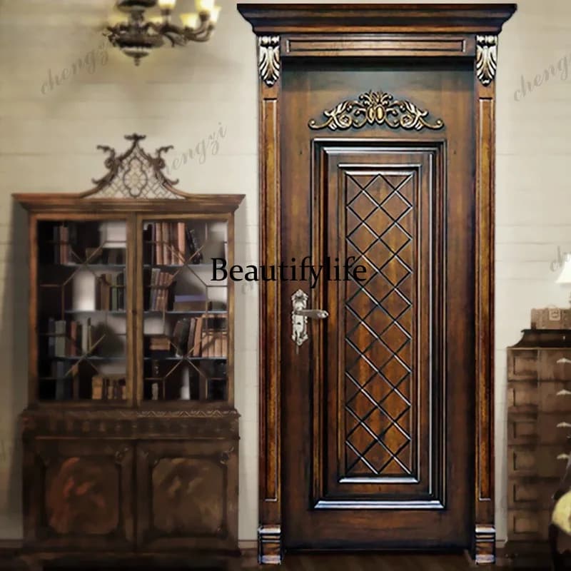 Baking paint antique smoke old personalized set book kitchen bathroom room indoor flat open original multi-layer solid wood door