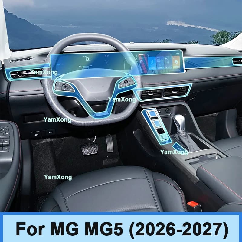 For MG MG5 (2026-2027) Car Anti-scratch Repair Sticker Car Interior Center Console Transparent TPU Protective Film