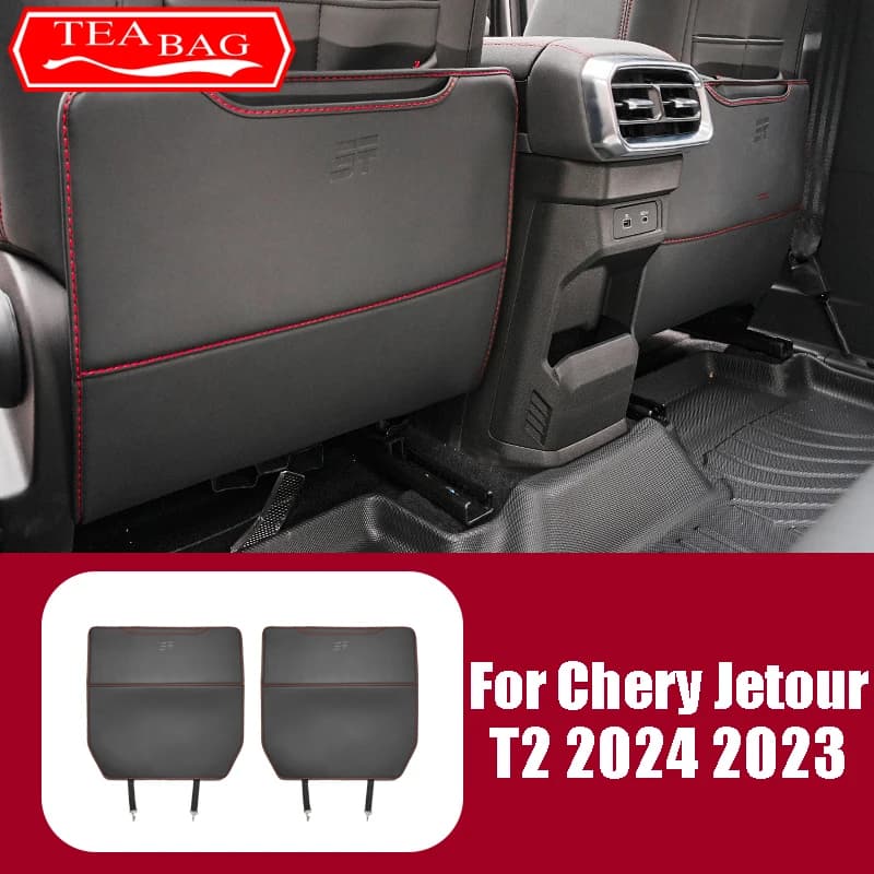 For Chery Jetour T2 2024 2023 Car Rear Seat Anti Kick Pads Leather Protective Mats Seat Back Anti Dirt Cover Auto Accessories