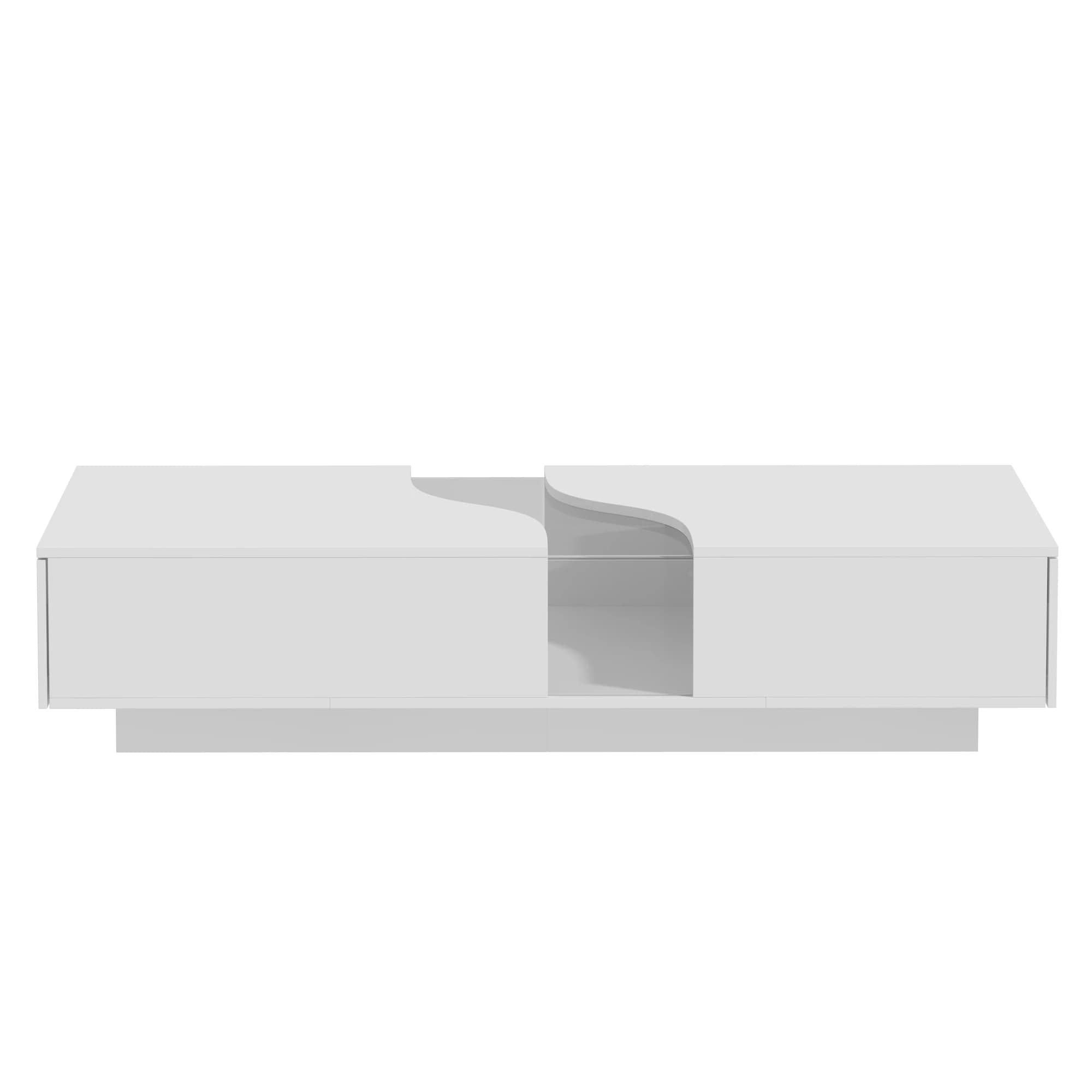Modern Coffee Table With 2 Drawers & LED Lights, Coffee Table With Spacious Tabletop, For Living Room