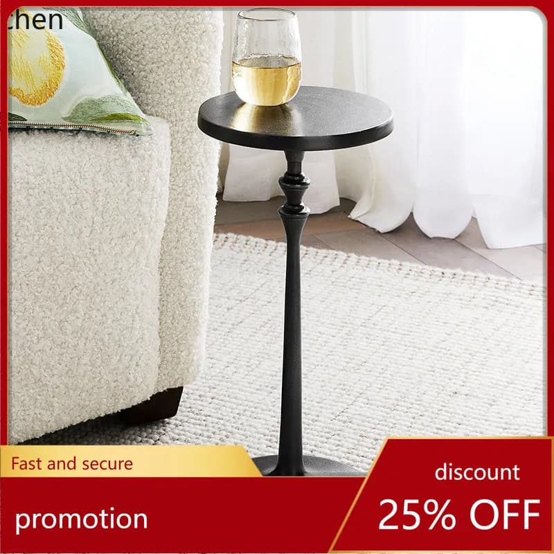 HXL Small Coffee Table Movable Creative Sofa Side Table Round Vintage Side Table