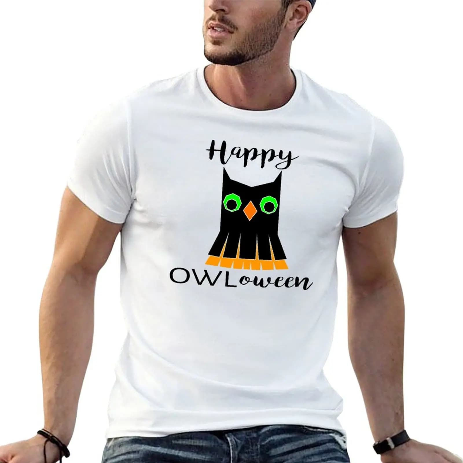Halloween Owl T-Shirt Urban Casual Loose Fit Tee