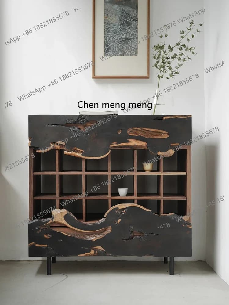 H Tea side cabinet wabi-sabi entrance modern Chinese Bogu shelf simple medieval style