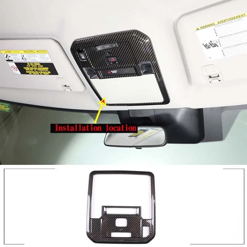 ABS Carbon Fiber Look Overhead Map Reading Light Panel Trim Cover For Toyota Tundra Sequoia 2022+ Car Interior Accessories