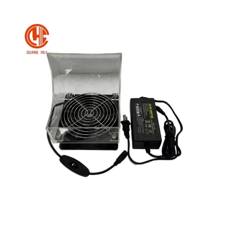 【New】Guanghui 110V-220V Transparent Cover Exhaust Fan 60W High Air Volume Dust Absorption for Jewelry Store
