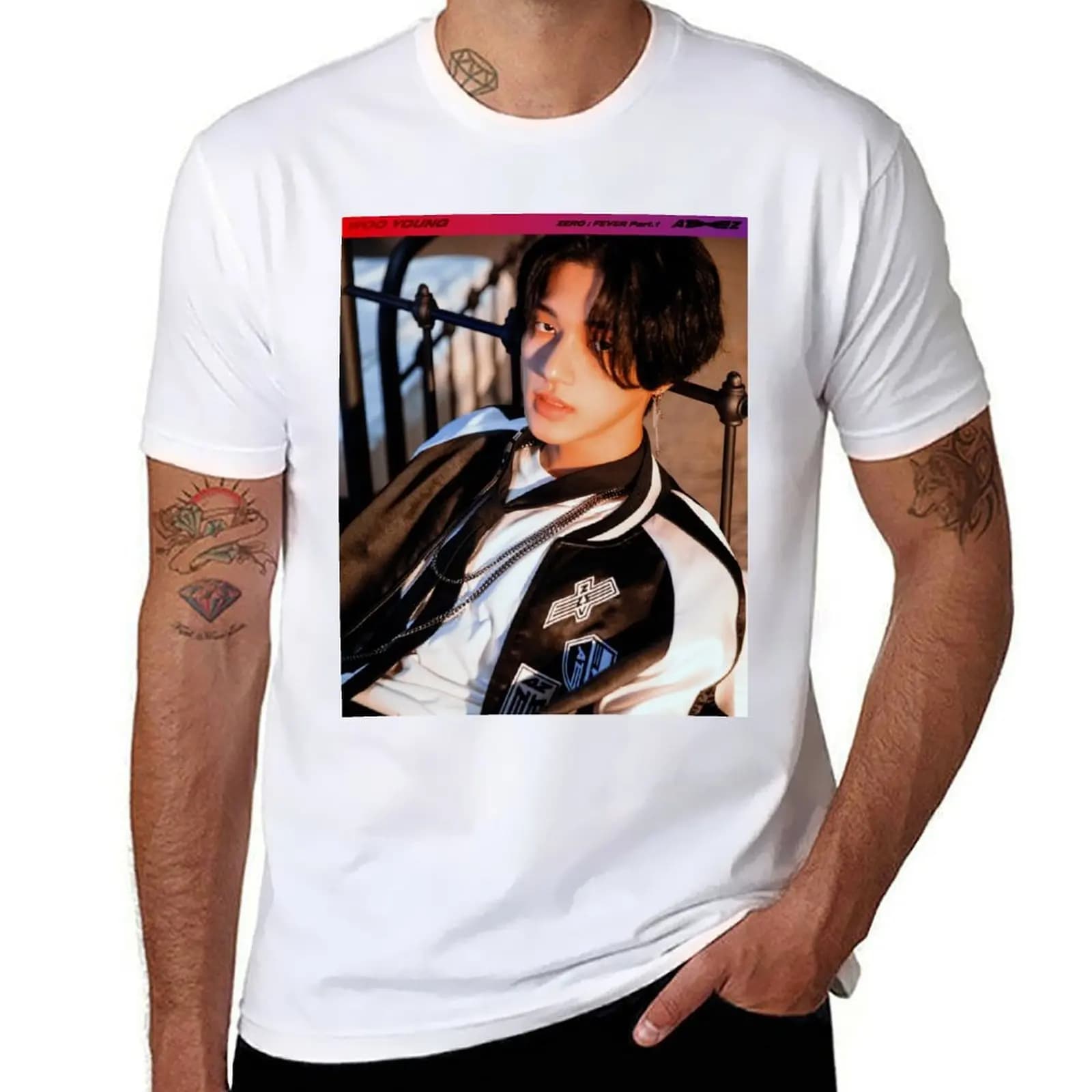 ATEEZ ZERO:FEVER WOOYOUNG T-Shirt t shirts for man graphic vintage cotton t shirt man T-Shirt