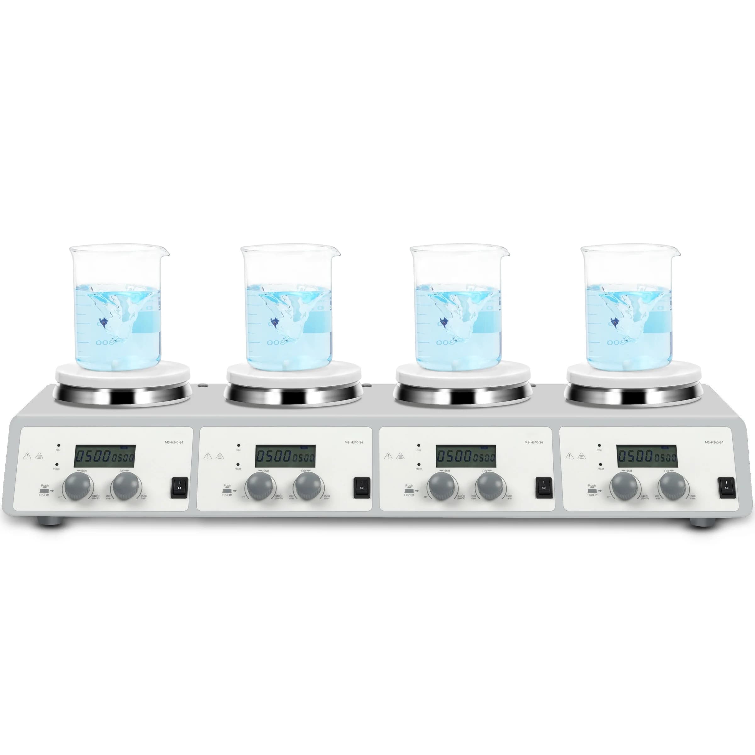 CHINCAN MS-H340-S4 4 Channel Lab LCD Digital Multi Position Magnetic Hotplate Stirrer with Hot Plate up to 340 Degree