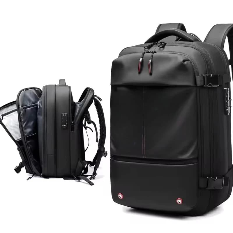 Unisex recreational sports backpack with wet pocket vacuum compression technology for travel and air travel bags