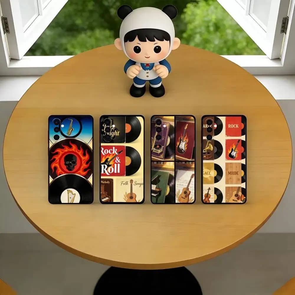 Music Vinyl Record Phone Case Black Silicone Soft For Samsung Galaxy A73,A72,A71,A70,A53,A52,A51