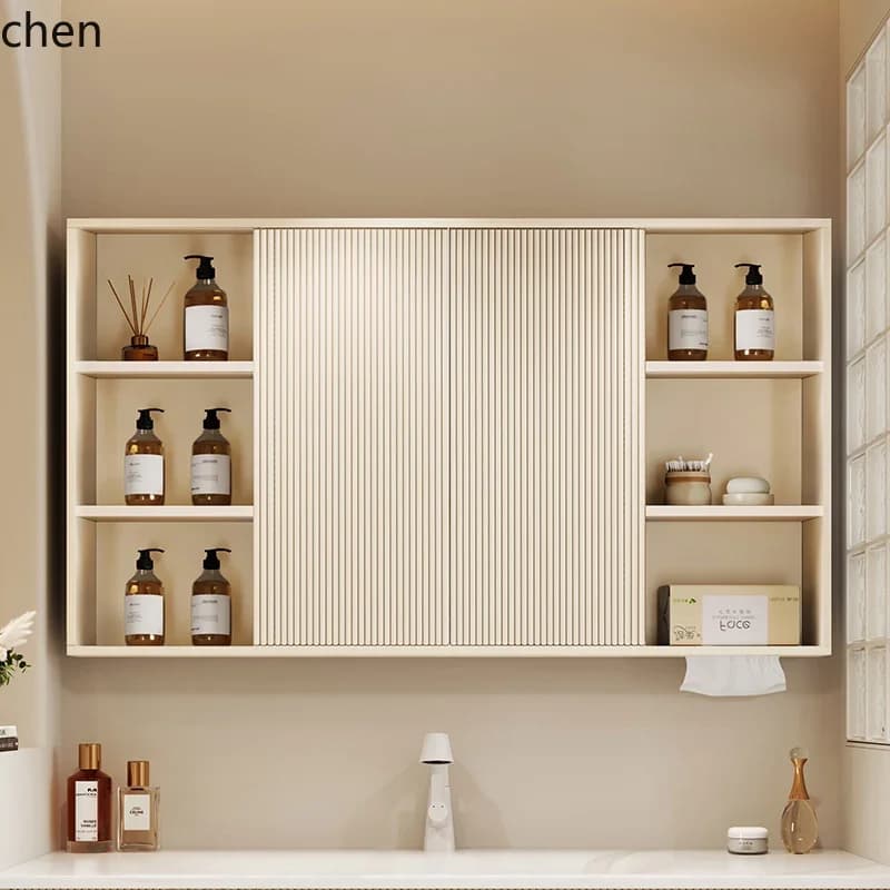 bathroom separate intelligent sliding mirror cabinet toilet wall hanging toilet mirror storage integrated cabinet