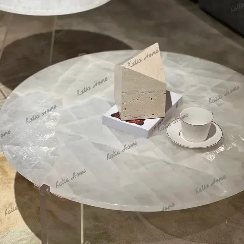 ld Ice Age Natural Stone Coffee Table Italian Minimalist Marble Round Coffee Table High Grade Home Furniture