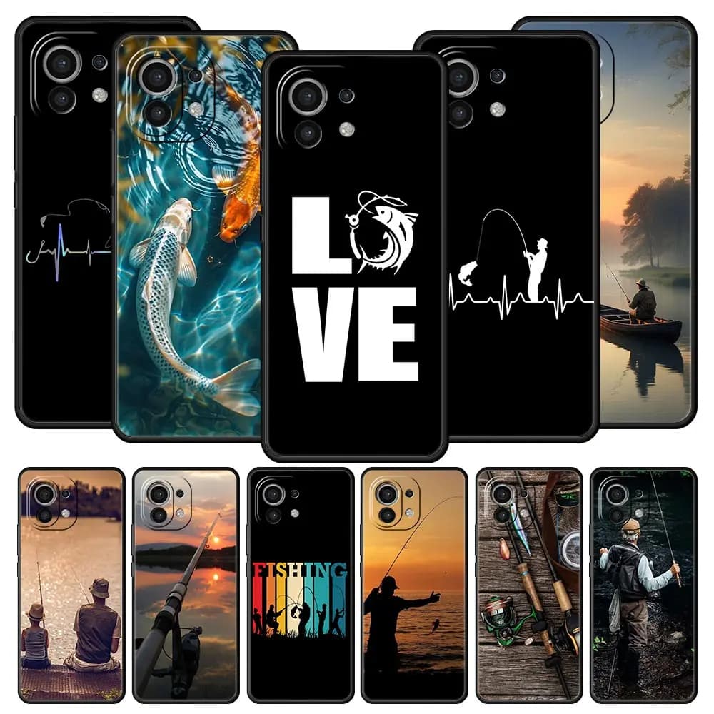 Phone Case For Xiaomi Mi 15 14 14T 13T 12T Pro 12 13 11 Lite 5G 11T X6 X5 Pro Soft TPU Cover Carp Fishing Fish