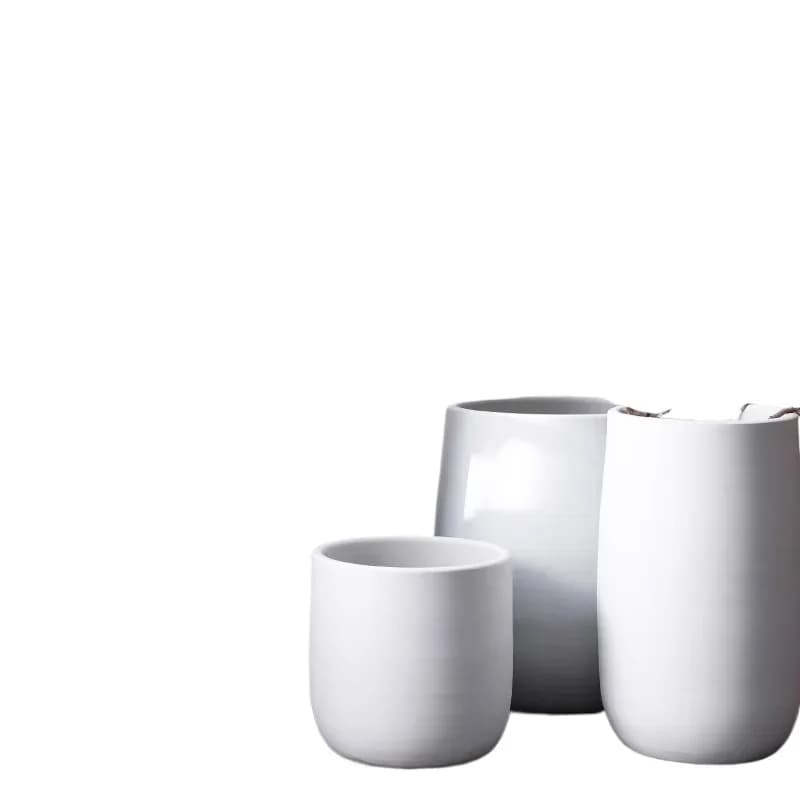 Floor-to-ceiling large flower pot modern simple vase indoor living room plant rubber tree black large diameter ceramic decorati