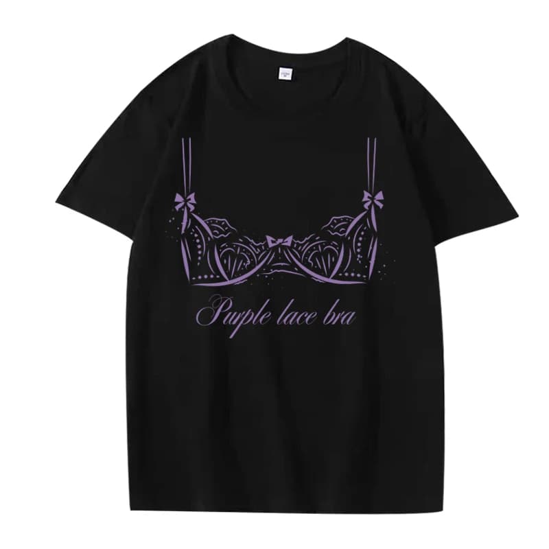 Purple Lace Bra Unisex t shirt Tate Inspired McRae tee men women Oversized 100% Cotton Hot sale short sleeve Summer print tops