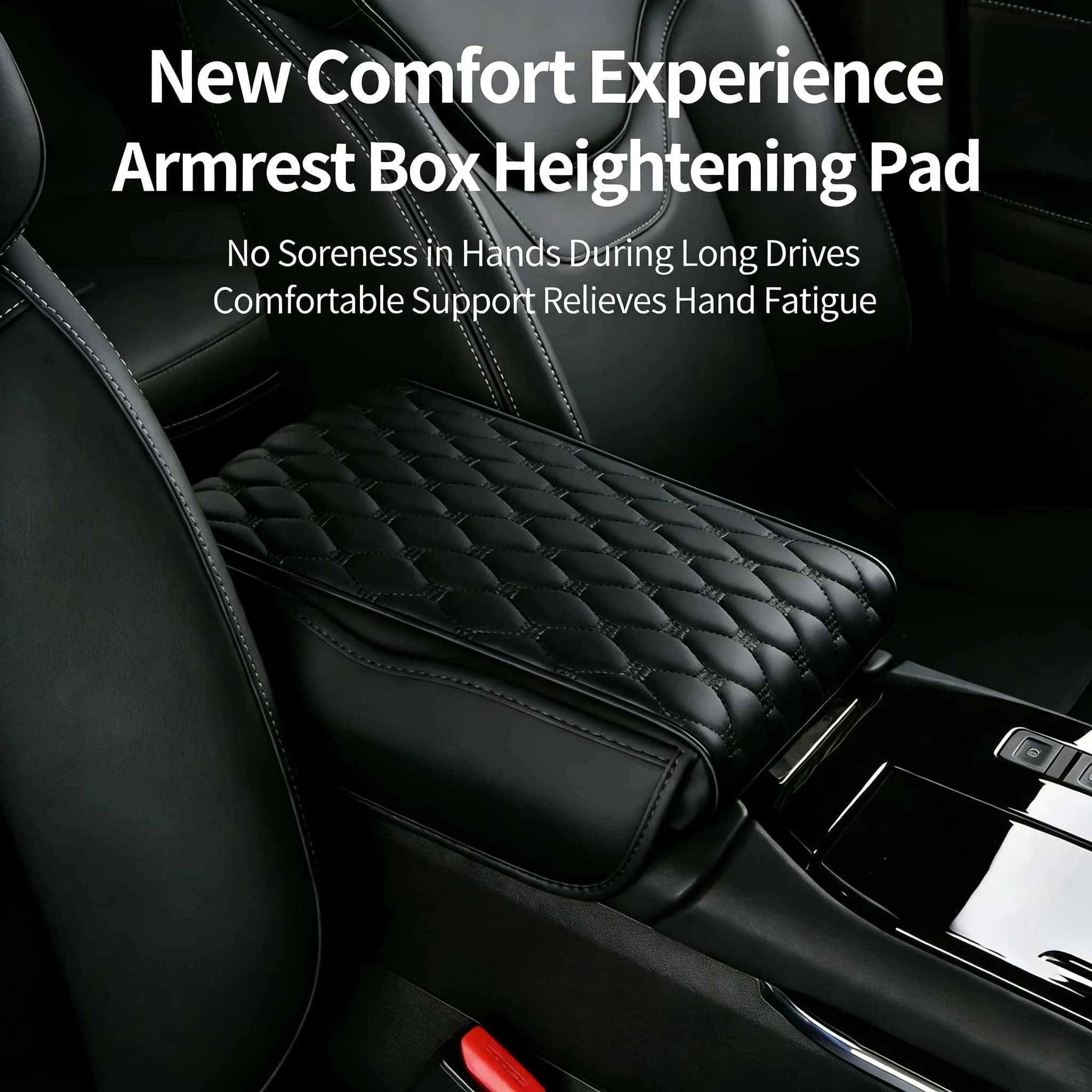 New Car Armrest Mat Center Console Arm Rest Protection Cushion Wave Embroider PU Leather Auto Armrests Storage Box Cover Pad