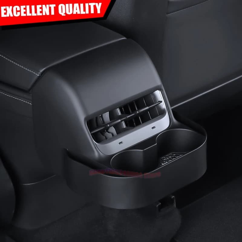 For Tesla Model 3 Model Y Armrest Box Rear Air Outlet Storage Organizer With Cup Phone Holder Modification Interior Accessories