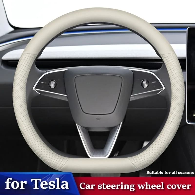 Leather Car Steering Wheel Cover for Tesla Model 3/3 Highland Model Y/Y Juniper Model X Tesla Accessories Steering Wheel Covers