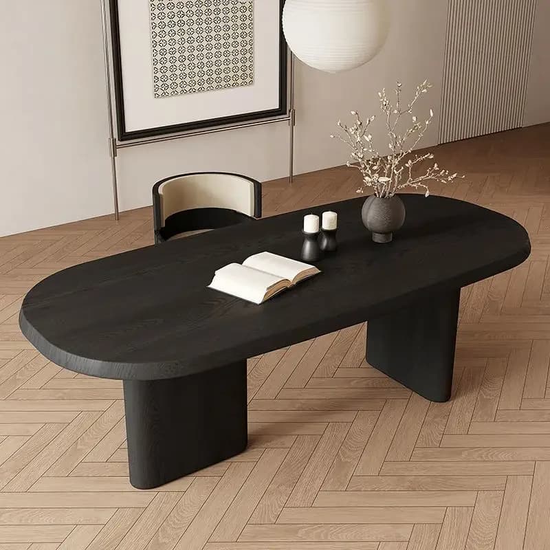 d7Nordic medieval style solid wood dining table wabi style modern minimalist desk desk family rectangular workbench