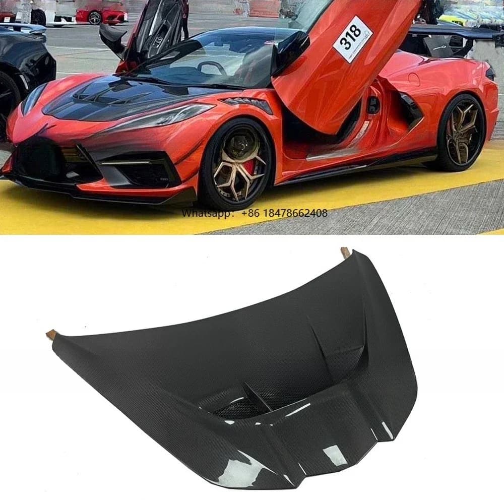 Wholesale Carbon Fiber Engine Hood ZR1 Style for Corvette C8  Fit for C8 Z06 Front Bonnet