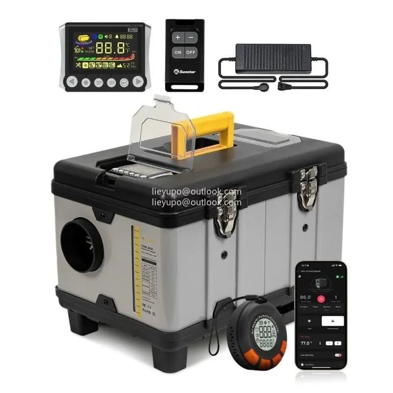 8KW Diesel Air Heater 12V/24V/110-240V LCD For Bluetooth With Altitude Mode New Parking Heater For Car RV Tent TB10 Toolbox