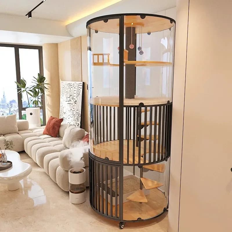 Large free space round cat toilet integrated cat cabinet