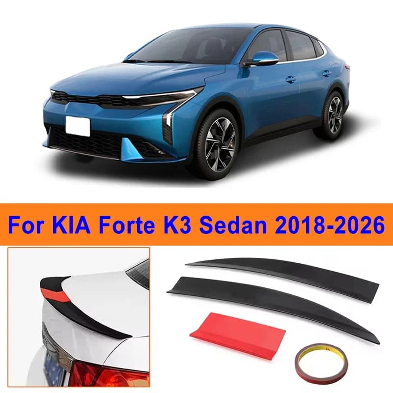 For KIA Forte K3 Sedan 2018-2026 3-Section ABS Rear Trunk Spoiler 115-125cm Adjustable Sports Decor Top Wing Car Exterior Parts