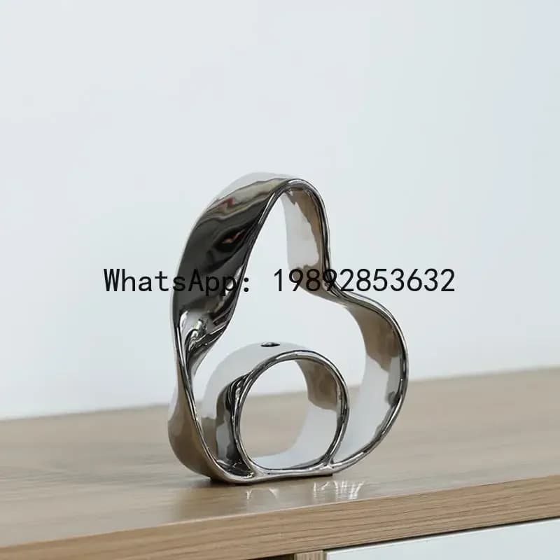 Creative Silver Ceramic Vase Ornament Living Room Flower Arrangement