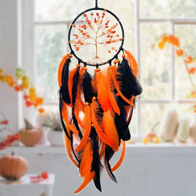 Crystal Stone Dream Catcher Hand-woven Wind Chimes Creative Living Room Hanging Ornaments Halloween Gifts Home Decoration Crafts