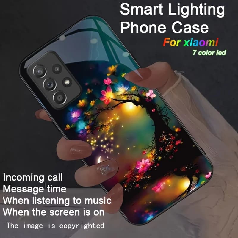 Night Starry Flower Sea LED Flash Case For Xiaomi Redmi Note 14 15 13 Pro 4G 5G Luminous Funda For POCO X7 X6 Pro F8 Ultra F7