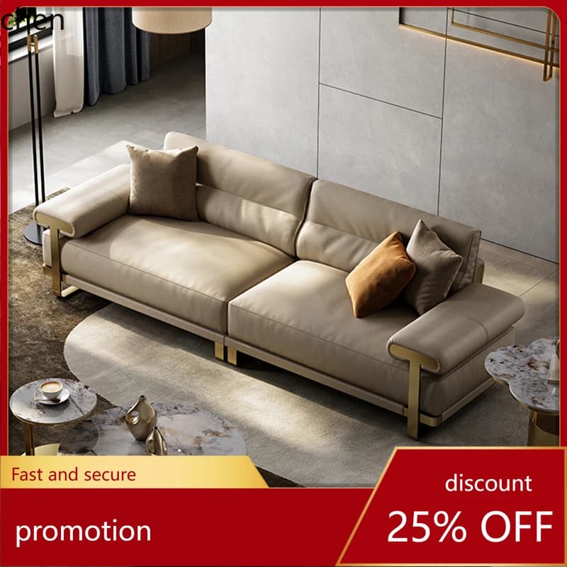 CZ Sofa Top Layer Cowhide Living Room Internet Celebrity Style High-End Elegant Modern Simple New Sofa