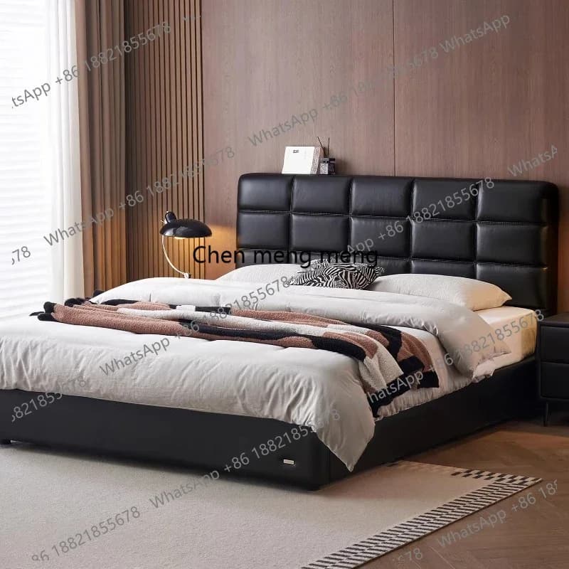 Modern Deluxe Lawrence Leather Double Full Size Bed Frame 2 People Bedroom Beds And Bed Frames Furniture