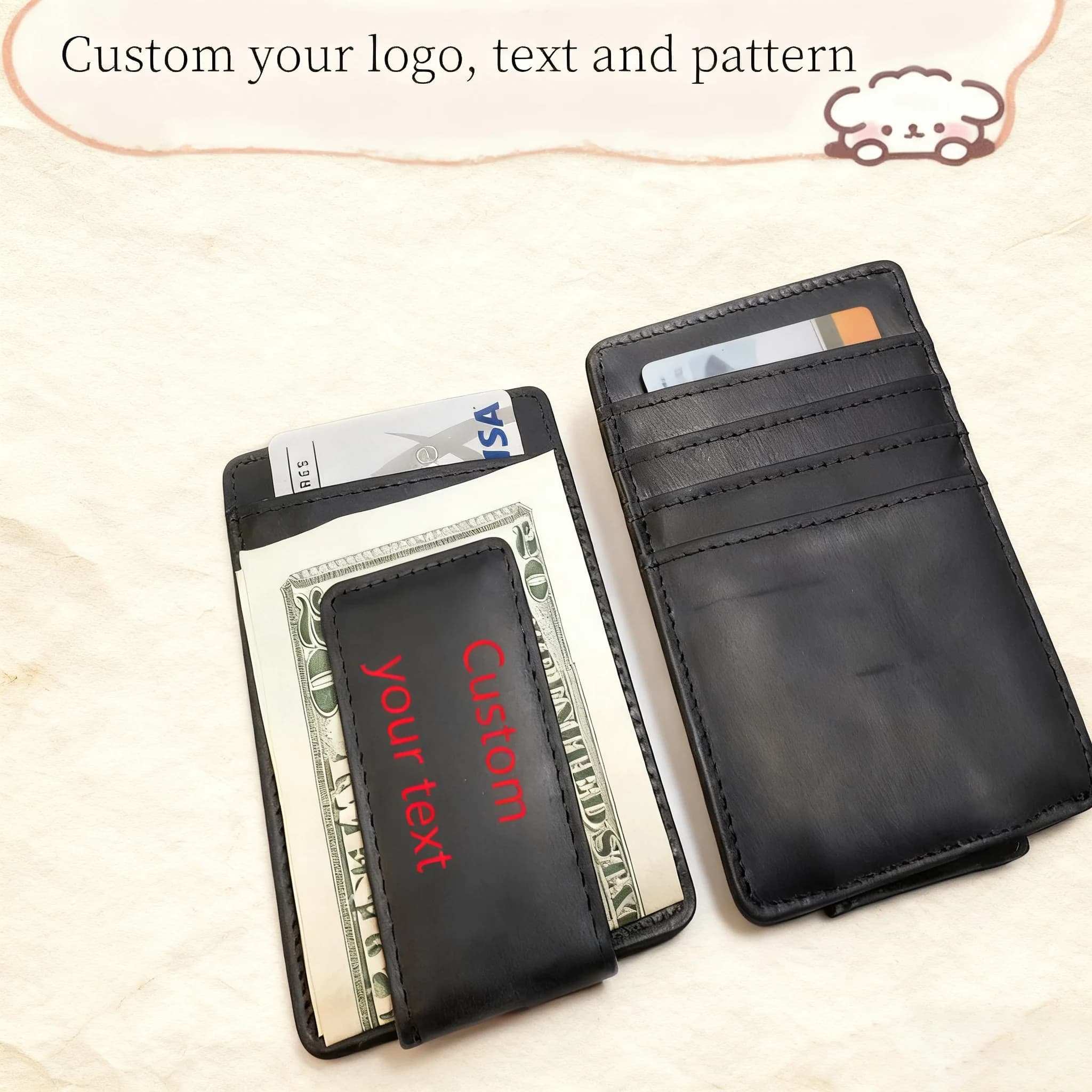 Customized Personalized Leather Card Holder Wallet multi-card Wallet two-in-one Function Wallet Travel Credit Card Holder