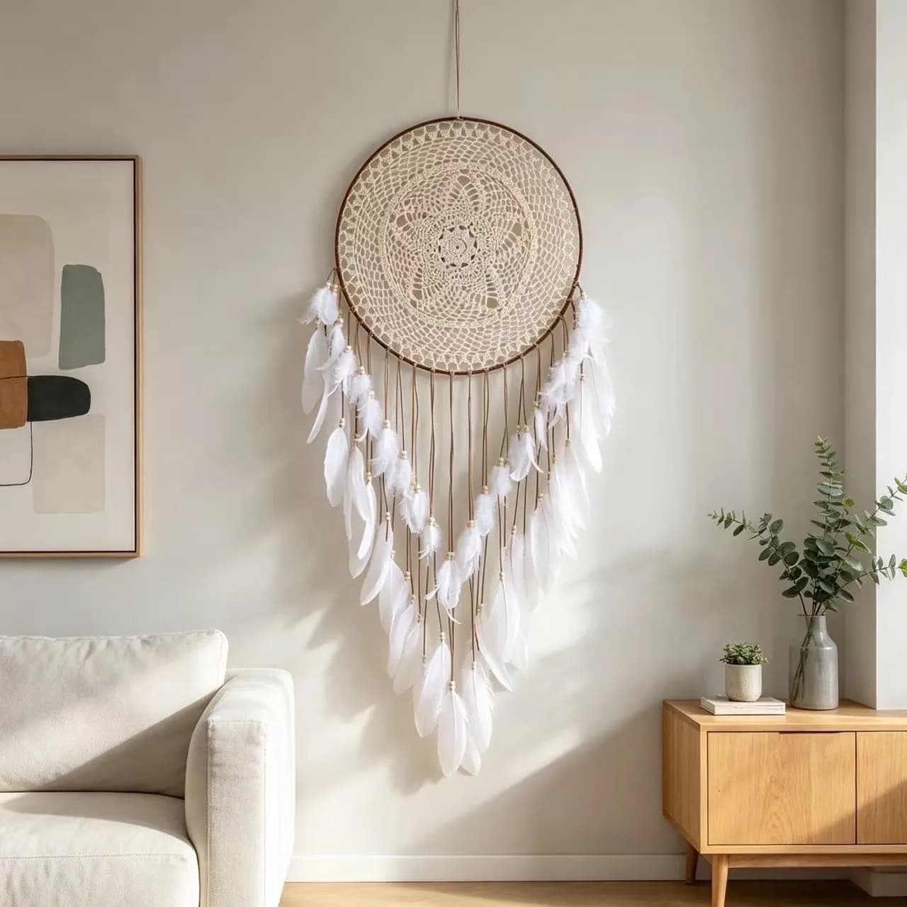 Handmade Feather Tassel Hanging Ornament For Catching Dreams, Decoration Gift For Living Room And Bedroom.