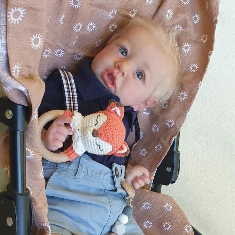 Lovely Silicone Weighted Baby Doll 20'' Realistic Toddler Boy Reborn Baby Dolls with Curly Blonde Hair