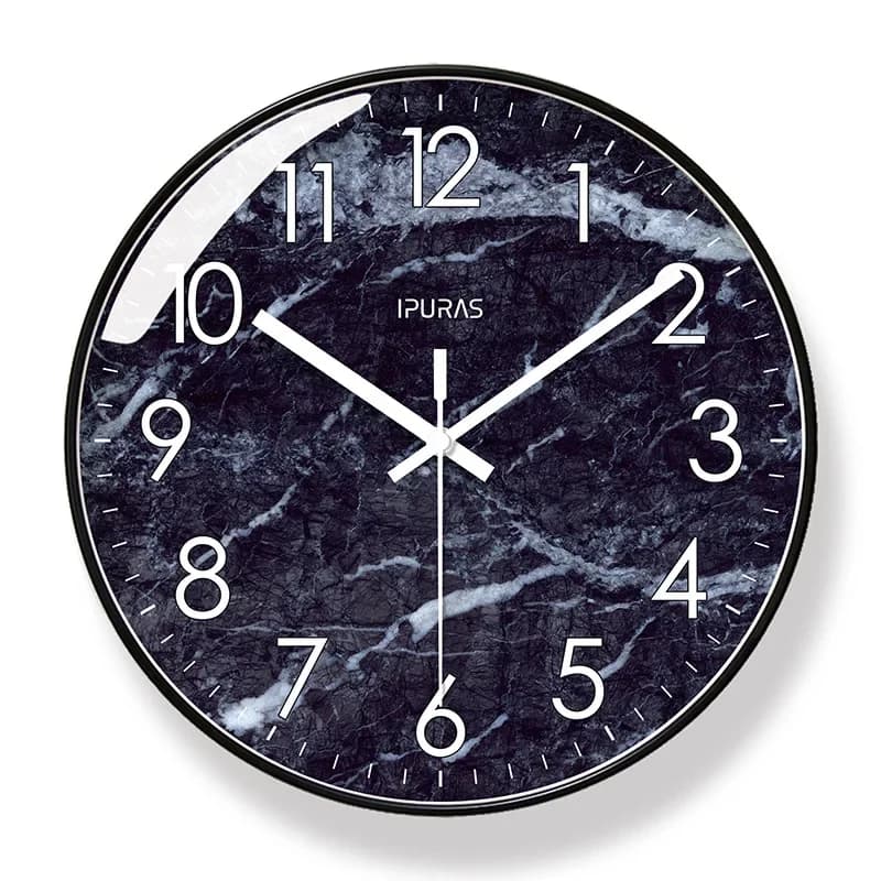 New 10/12/14-inch Marble Wall Clock Living Room Simple Nordic Fashion Home Hanging Watch Silent Sweep Second Quartz Clocks