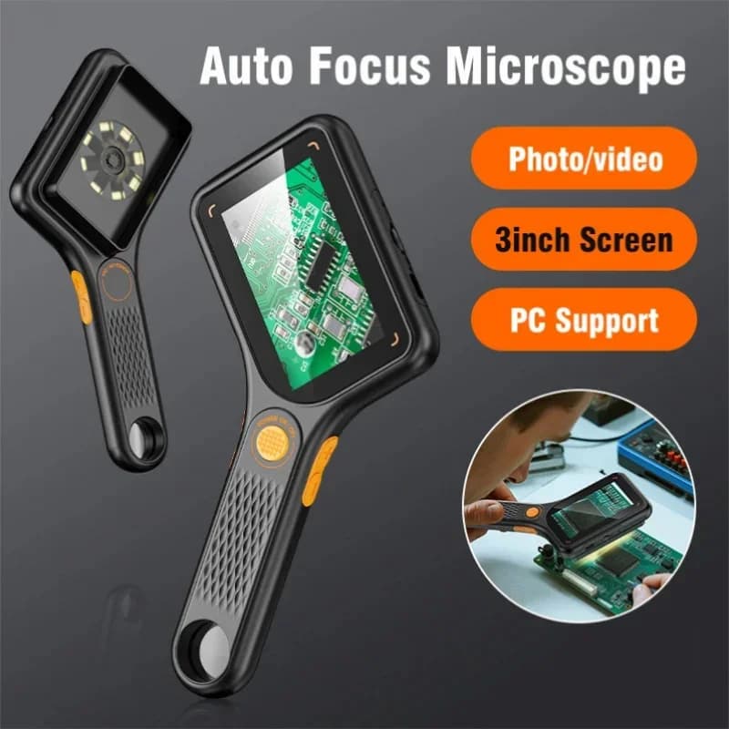USB Digital Microscope 3.0 Inch Screen Autofocus 500X 2MP Magnifier Camera for PCB Electronics Watch Repair