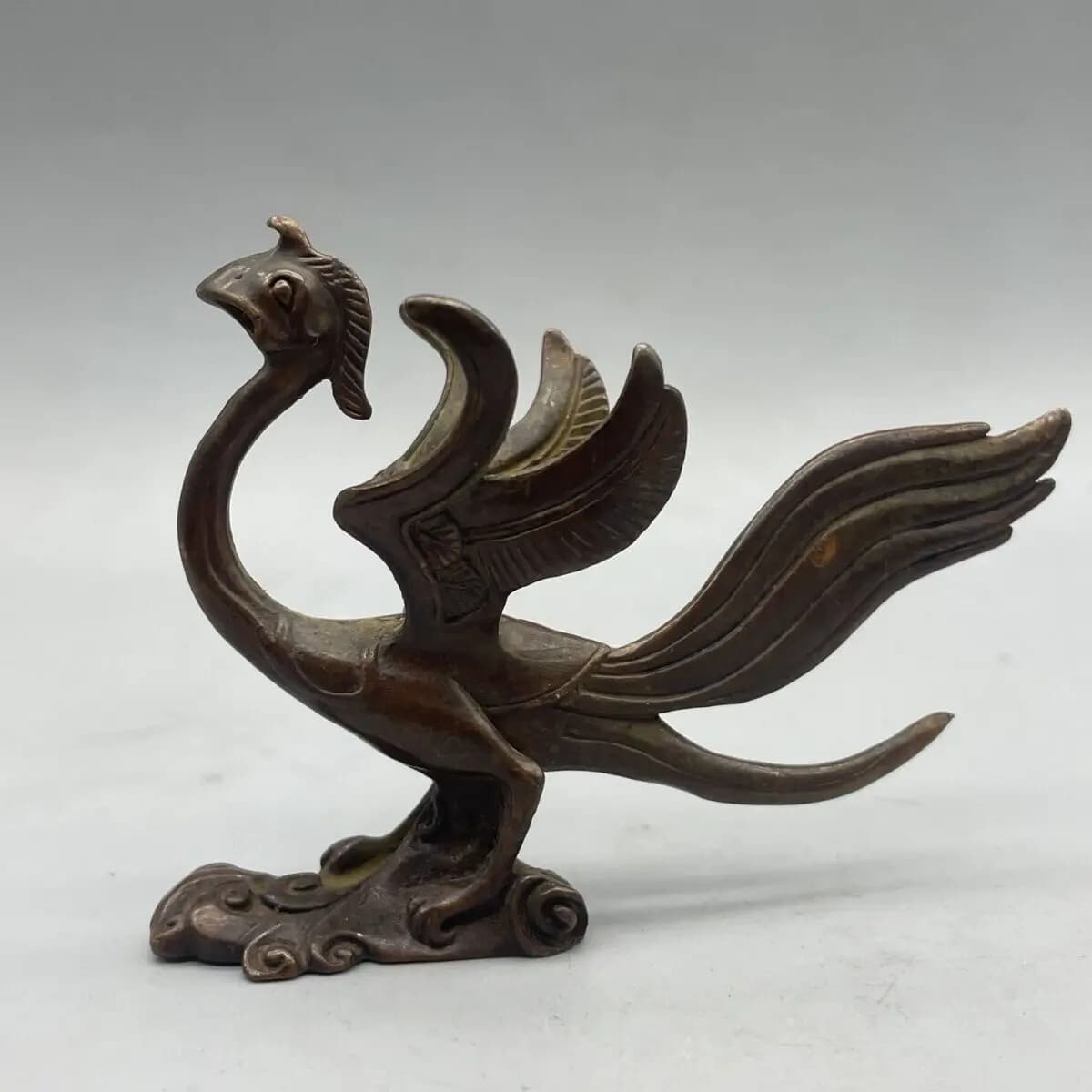 Rare Chinese Bronze Hand Casting Phoenix Statue Collectable Figure Netsuke Art