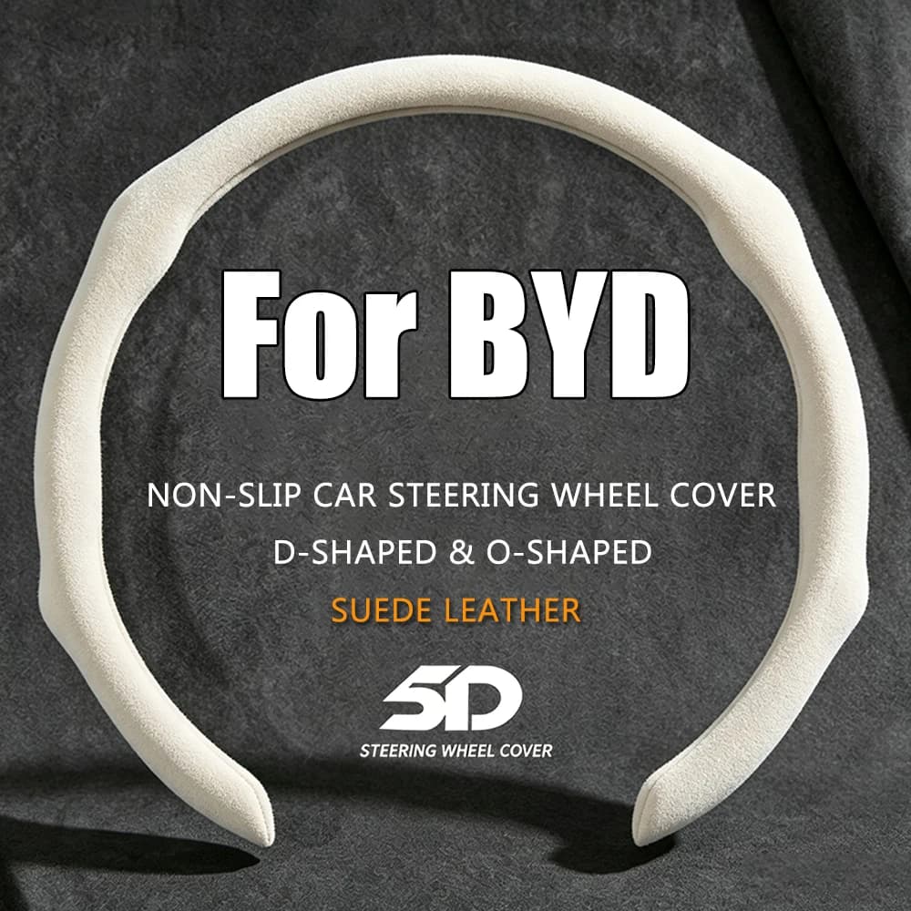 2026 NEW 5D Universal Suede Leather Car Steering Wheel Booster Cover For BYD Dolphin Seal Sealion 5 6 7 Qin Plus Yuan Plus
