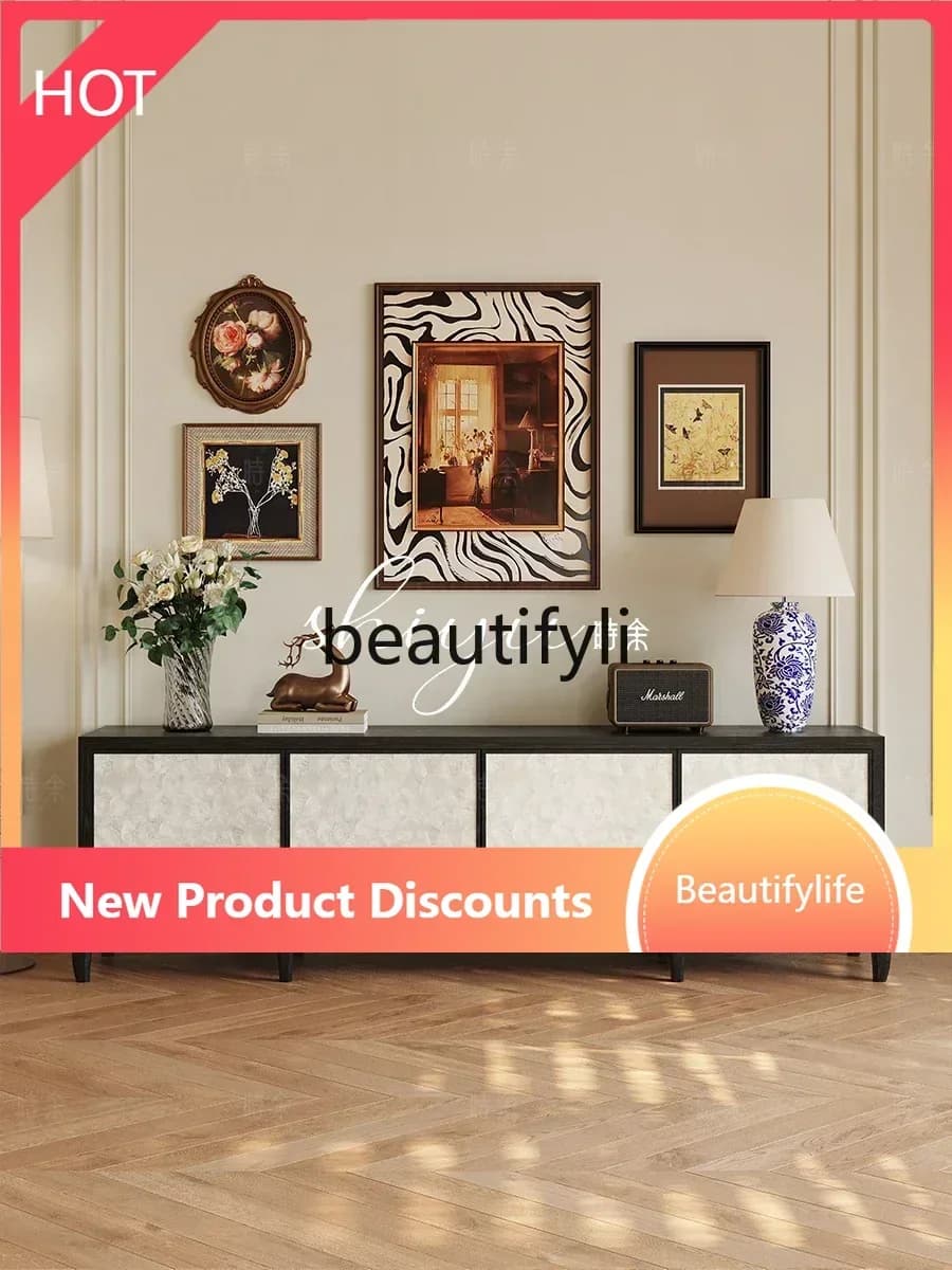 Q181  TV cabinet French medium and ancient style all solid wood American retro simple coffee table combination
